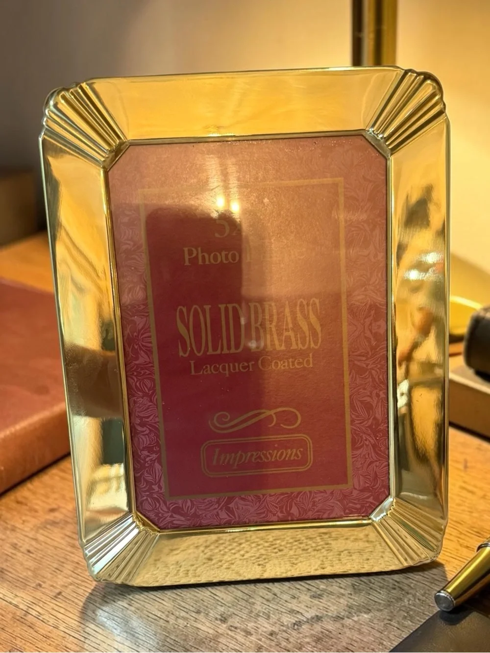 Vintage Solid Brass 5x7” Impressions Picture Frame - Elegant Home Accent